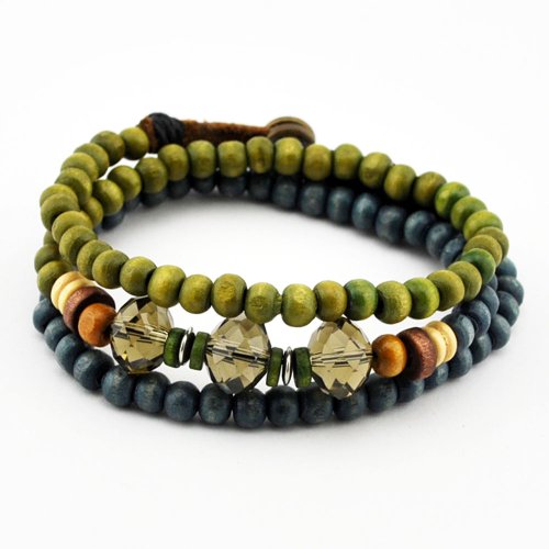 November's Chopin Fashion Art Adjustable Buttons Bicolourable Wood Beaded Bracelet Necklace