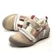 KIDS , Kinder Echtleder T-Sandale, Halbschuh, Klett, beige-weiss