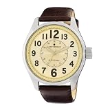Lucky Brand Men's 171079IVBN Silver-Tone Military Track Brown Leather Strap Watch