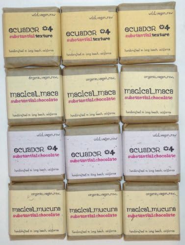 I Love It All Bundle - 12 Bars: 3 each Magical Maca, Magical Mucuna, Ecuador #4 and Ecuador #4 - Texture. Pure, Raw Chocolate that is also Vegan (Dairy and Egg Free), Organic - Non-GMO, Gluten-Free and Soy-Free. Handamade with Love. Manufactured in Long Beach-CA