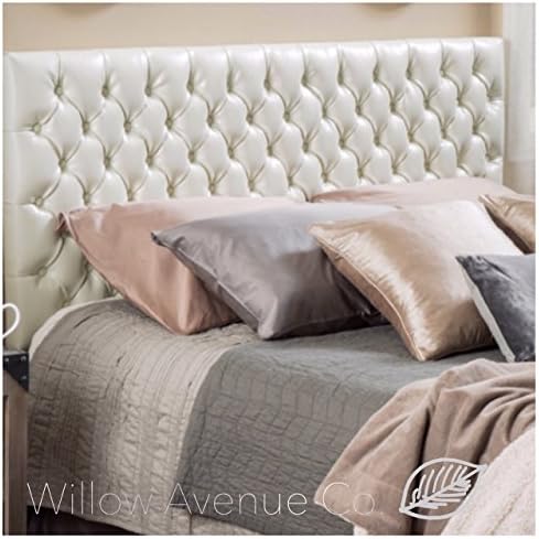 Luxury Faux Leather Headboard With Upholstered Tufted Accents For Full or Queen Bed