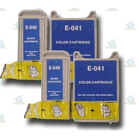 2 Sets of 2 Epson Stylus Compatible T040 & T041 Ink Cartridges (2 x Black and 2 x Colour) from 'The Ink Squid' - 2 x T040 - Black; 2 x T041 - Colour. The Latest Chips, Fully Compatible With the Epson Stylus CX3200 Model Printer and the Maximum ML Capacity of any Compatible Ink Cartridge.