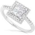 3/4ctw Princess & Round Diamond Engagement Ring in 14kt White Gold (HI/I1-I2)