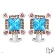 FPJ Dazzling Earrings With 5.47ctw Precious Stones - Genuine Clean Diamonds, Topazes and Tourmalines Made of 14K White Gold. Total item weight 7.4g Length 18mm
