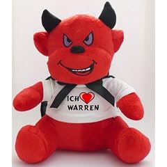 Pl�sch Teufel mit T-shirt mit Aufschrift Ich liebe Warren