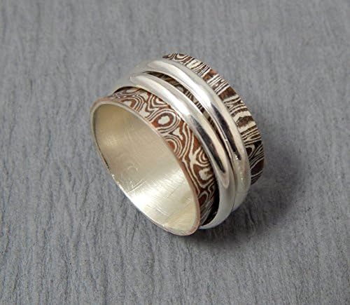 Mokume Gane Spinner/Worry/Fidget Ring Copper and Sterling Silver