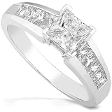 1-1/2ct Princess Diamond Ringin 14k White Gold (HI/SI)