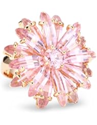 CZ by Kenneth Jay Lane "Garden" Rhodium-Plated Flower Burst Pink Cubic Zirconia Ring, Size 7