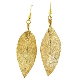 24 Karat Gold Overlay Leaf Dangle earrings