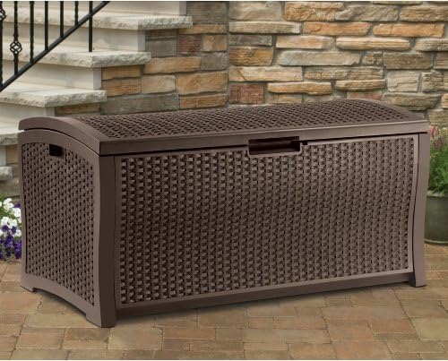 Best Rattan Patio Furniture Bundle | 4 Piece "Maui" Combo Collection | Includes: Cool Round Pop-up Table/bar with Cooler and Matching Resin Wicker Deck Box, Trash Hideaway & Stand-up 72 Qt