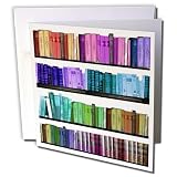 3dRose Colorful bookshelf books - Rainbow bookshelves - reading book geek library - librarian - Greeting Cards, 6 x 6 inches, set of 6 (gc_112957_1)