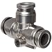 SMC KQG2 Series Stainless Steel 316 Push-to-Connect Tube Fitting, Union Tee, 1/4" Tube OD