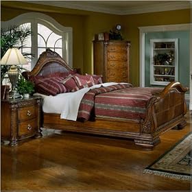 Spanish Hills King Sleigh Bed and Nightstand Set by SHOPZEUS