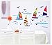 Kappier® Sailing Boats in The Blue Ocean with Seagulls Peel & Stick Wall Decals