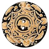 Handmade Horn Button 2 Circle Gold Carvings (3 Pack)