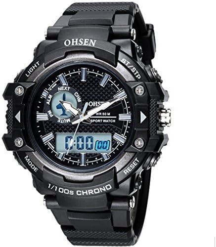 OSHEN Unisex Sports Watch Men's Analog Digital Display Rubber Black