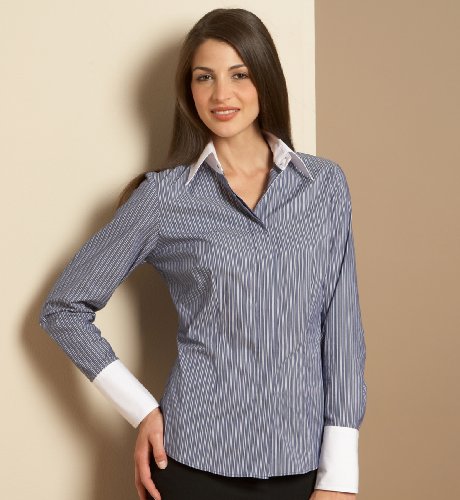 Cotton Rich Classic Collar Navy Stripe Shirt