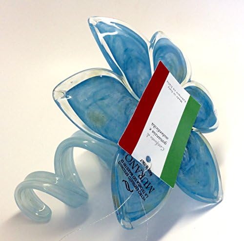 Italian Murano Glass Spiral Open Flower Italy Baby Blue XL Size 7"