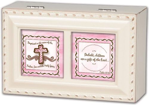 Behold Children Cottage Garden Baptism Baptismal Ivory Petite Music Jewelry Box Plays Jesus Loves Me