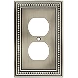 Brainerd 64776 Beaded Single Duplex Outlet Wall Plate, Brushed Satin Pewter