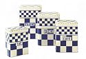 Blue Checked Tin Country Cannister Set