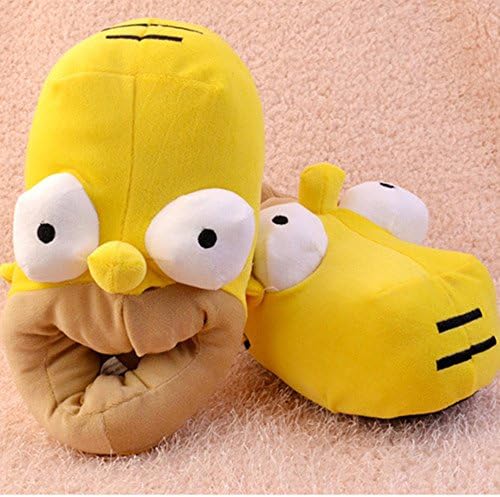 FireBeast Unisex Soft Plush Home Slippers Cute Cartoon Slippers (Simpsons)