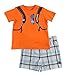 Quiksilver Baby Boys' Orange Tee Back Pack Screen Print with Plaid Shorts
