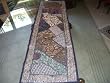 Vintage Sari Table Runner Sequin Embroidered Blue Grey Tapestry Throw 70