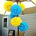 Orino8482; Pom Poms - 5pcs 2 Sizes Tissue Paper Flowers, Tissue Paper Pom Poms, Wedding Decor, Party Decor, Pom Pom Flowers, Tissue Paper, Tissue Paper Flowers Kit, Pom Poms Craft, Wedding Pom Poms, Pom Poms Decoration (Blue&Light Blue)