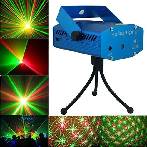 KingstoneTM Blue Mini Mixed Red & Green Stage Lighting Projector Spotlight Sound Music Active Dj Equipment for Disco Lights Club Party