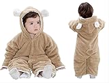 On Dolce 選べる3色 かわいい ベビー 用 着ぐるみ きぐるみ ロンパース 防寒 コート アウター インナー 出産祝い にも BW001 (ブラウン（くま）, 70cm)