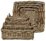 Country Rattan Square Trays Set / 4 L-18" X 18" x 6"