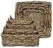 Country Rattan Square Trays Set / 4 L-18" X 18" x 6"
