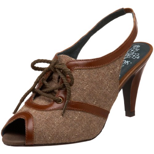 Pink Studio Womens Westin Peep-Toe Pump,Cognac,7 M US