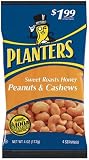 Planters Sweet Roasts, Honey Peanuts & Cashews, 4-Ounce Bags (Pack of 12)
