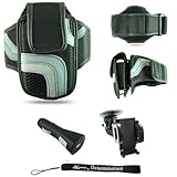 Black Adjustable Deluxe Sportband / Workout Armband with Adaptable Neck Str ....