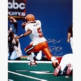 Donovan McNabb Autographed White Jersey Escaping Tackle vs. the Wisconsin Badgers Vertical 16 x
