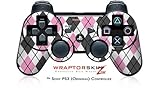 Sony PS3 Controller Skin Argyle Pink and Gray