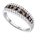 10K White Gold Chocolate Brown and White Round Diamonds Wedding Anniversary Ring Band (0.50 cttw G - H Color I1 Clarity ) - Size 6