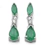 14 Karat White Gold 1.00 Carat Genuine Emerald & Diamond Dangling Earrings