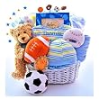 All in the Game Sports Themed Baby Boy Gift Basket - Unique Baby Shower Gift ...