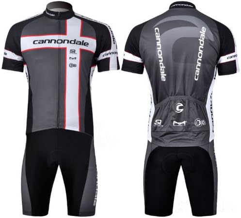 2014 Outdoor Sports Pro Team Men's Short Sleeve Cannondale Grey Cycling Jersey and Shorts Set (Bib suit, XXL)