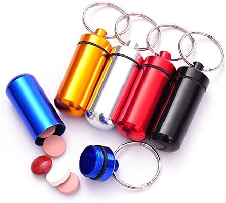 jiusheng 2 PCS Pill Medicine Box Case Holder Container Capsule Bottle Keyring Keychain