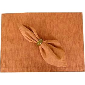 Orange Peel Color Placemats and or Napkins ~ Set of 2 or more, 4 Placemats, 4 Napkins by Overseas Trading