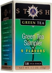 Stash Premium Green Tea Sampler, Variety Pack of 9 Flavors, Tea Bags, 18-Count Boxes (Pack of 6)