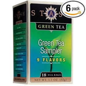 Stash Premium Green Tea Sampler, Variety Pack of 9 Flavors, Tea Bags, 18-Count Boxes (Pack of 6)