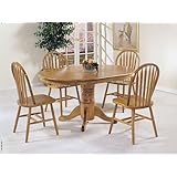5 pc oak finish wood pedestal table set