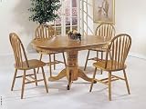 5 pc oak finish wood pedestal table set