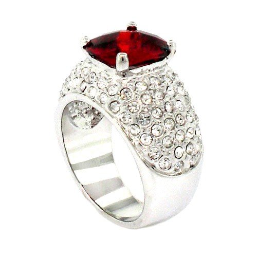 Classic/Vintage Dome Engagement Ring, Garnet, White CZs
