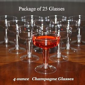 25 - 4 ounce Disposable Plastic Champagne or Wine Glass (4 oz each) 